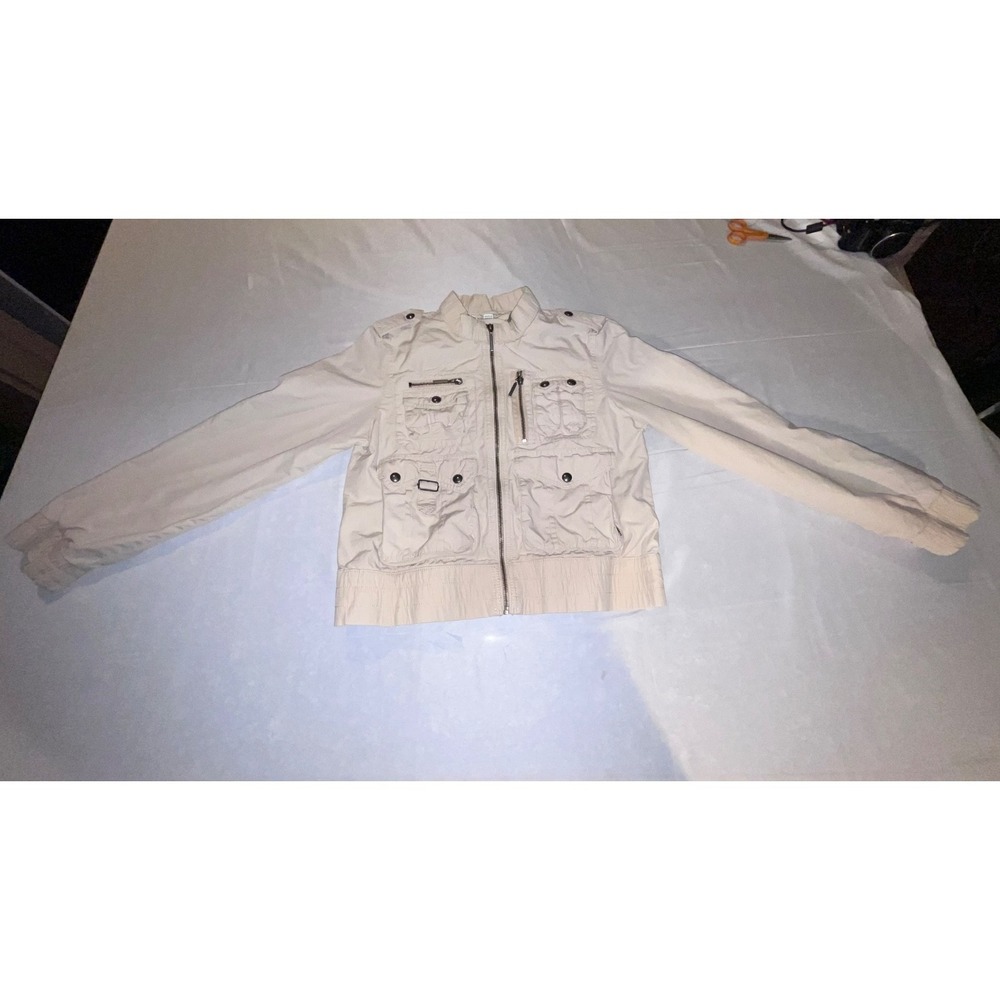 Tommy Hilfiger Womens Utility Cargo Jacket Bomber Cream Gorpcore M